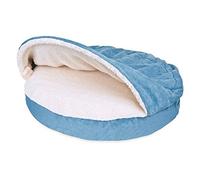 FurHaven Lit orthopédique Rond pour Chien de Taille Moyenne/Petite avec Housse Amovible Lavable, pour Chiens jusqu'à 13,6 kg - Sherpa et Daim - Bleu, 66 cm