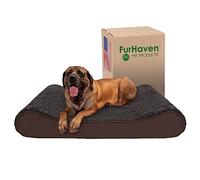 FurHaven Lit pour Chien avec Gel rafraîchissant pour Grands Chiens avec Housse Amovible Lavable, pour Chiens jusqu'à 68 kg - Matelas Ultra Moelleux en Fausse Fourrure et Daim - Chocolat, Jumbo