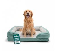Furhaven Lit pour Chien en Gel rafraîchissant pour Grands Chiens avec traversins Amovibles et Housse Lavable, pour Chiens jusqu'à 43 kg - Canapé Confortable en Peluche et Velours ondulées - Vert