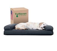 Furhaven Lit pour Chien en Gel rafraîchissant pour Grands Chiens avec traversins Amovibles et Housse Lavable, pour Chiens jusqu'à 43 kg - Canapé matelassé - Gris Fer, Taille Jumbo/XL