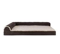 FurHaven Lit pour Chien en Gel rafraîchissant pour Grands Chiens avec traversins Amovibles et Housse Lavable, pour Chiens jusqu'à 43 kg - Chaise Bicolore en Fausse Fourrure et Daim en Forme de L -