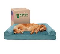 FurHaven Lit pour Chien en Gel rafraîchissant pour Grands Chiens avec traversins Amovibles et Housse Lavable, pour Chiens jusqu'à 43 kg - Canapé en Peluche et Daim - Piscine Profonde, Taille Jumbo/XL