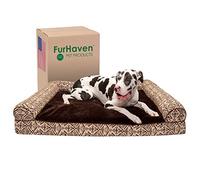 FurHaven Lit pour Chien en Gel rafraîchissant pour Grands Chiens avec traversins Amovibles et Housse Lavable, pour Chiens jusqu'à 56,7 kg - Canapé décoratif tissé en Peluche et Kilim du Sud-Ouest -