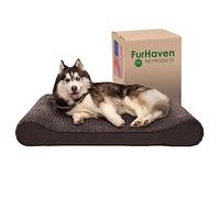 FurHaven Lit pour Chien en Mousse à mémoire de Forme Ultra Pelucheux en Fausse Fourrure et Daim avec Housse Amovible Lavable - Chocolat, Jumbo (Taille XL)