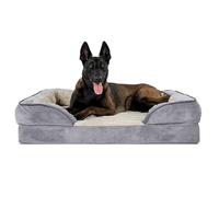 FurHaven Lit pour Chien en Mousse de Gel rafraîchissant de Style Sofa en Peluche et Velours avec Housse Amovible Lavable - Gris Granit, Jumbo (Taille XL)