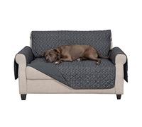 Furhaven Loveseat Slipcover Water-Resistant Reversible Polka Paw Print Furniture Protector Cover - Gray, Loveseat
