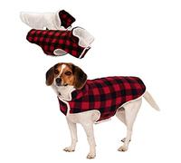 Furhaven Manteau réversible en Polaire Sherpa et à Carreaux pour Petit Chien, Lavable - Crème/Rouge - Taille S