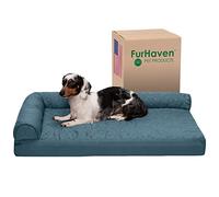 FurHaven Pinsonic Lit pour Chien en Mousse de Gel rafraîchissant matelassé en Forme de L avec Housse Amovible Lavable Bleu Pierre Taille M