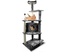 Furhaven Tiger Tough Cat Tree Platform House Playground w/Toys & Condo - Gray, One Size