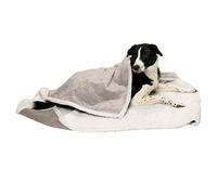 Furhaven XL Waterproof & Self-Warming Soft-Edged Terry & Sherpa Dog Blanket, Washable - Dove, Extra Large