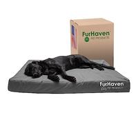 Furhaven XXL Orthopedic Dog Bed Water-Resistant Indoor/Outdoor Logo Print Oxford Polycanvas Mattress w/Removable Washable Cover - Stone Gray, Jumbo Plus (XX-Large)