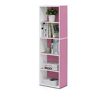 Furinno 11055 Bibliothèques, Bois, Blanc/Rose, Taille Unique, dense, One Size