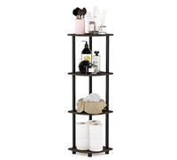 Furinno 12078DB-WG/BK Étagères sans Outils, 12078DB-WG / BK, Grain de Bois Brun Foncé / Noir, Taille Unique, 4 niveaux