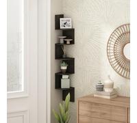 Furinno 5-Tier Étagère d'angle Flottante, étagères murales pour Le Rangement et la présentation, Expresso, Espresso