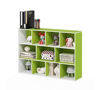 Furinno 7 Cube Reversible Bibliothèques, Bois, Blanc/Vert, Taille Unique, dense, One Size