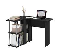 Furinno Abbott Bureau en Forme de L avec Bibliothèque, Americano/Acier Inoxydable