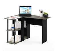 Furinno Abbott Bureau en Forme de L avec Bibliothèque, Chêne Français/Noir