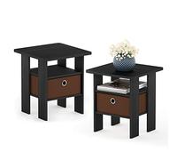 Furinno Andrey Chevet end Table avec Tiroir, Americano/Brun Moyen, Set de 2, 2-Pack