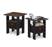 Furinno Andrey Ensemble De 2 Tables D'Appoint, avec Étagères Ouvertes Et Bac De Rangement, Idéales pour Le Salon Ou La Chambre, Couleur Pin Ambré.