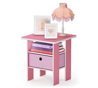 Furinno Andrey Nuit end Table avec Tiroir à Bacs, Rose, 1-Pack