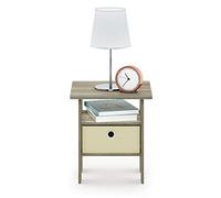 Furinno Andrey Nuit end Table avec Tiroir à Poubelle, Chêne Sonoma/Ivoire, Bois, 1-Pack