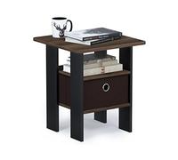 Furinno Andrey Nuit end Table avec Tiroir à Poubelle, Noyer Columbia/Brun Foncé, One Size