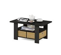 Furinno Andrey Table Basse, Petite Table Basse Moderne avec Rangement et tiroir Poubelle, Table d'appoint pour Salon, Chambre, Bureau, Expresso foncé