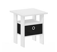 Furinno Andrey Table d'appoint avec tiroir Poubelle, Blanc/Noir