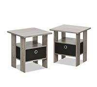 Furinno Andrey, Table de Chevet, Bois, Taille Unique, Gris Chêne Français, Paquet de 2