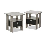 Furinno Andrey, Table de Chevet, Bois, Taille Unique, Gris Chêne Français, Paquet de 2