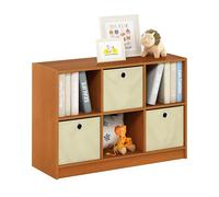 Furinno Basic Bibliothèque 3x2 avec Bacs, Cerisier, Bois dense, Cerise Clair/Ivoire, One Size