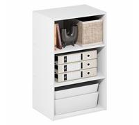 Furinno Basic Bibliothèque À 3 Niveaux, Étagère De Rangement Cubique, 28 X 43 X 66 Cm, pour Salon, Chambre, Bureau, Blanc