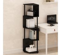 Furinno Basic Bibliothèque à 4 Niveaux, bibliothèque avec étagère d'angle en Zigzag, 36,07 x 36,07 x 146,56 cm, pour Salon, Chambre à Coucher, Bureau à Domicile, Expresso/Noir