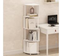 Furinno Basic Bibliothèque à 4 Niveaux, bibliothèque avec étagère d'angle en Zigzag, 36,07 x 36,07 x 146,56 cm, pour Salon, Chambre à Coucher, Bureau à Domicile, Blanc/Blanc