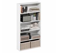 Furinno Basic Bibliothèque À 5 Niveaux, Étagère De Rangement Cubique, 18 X 61 X 112 Cm, pour Salon, Chambre, Bureau, Blanc