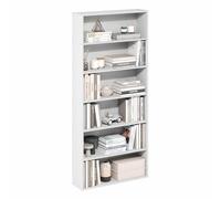 Furinno Basic Bibliothèque À 6 Niveaux, Étagère Cubique De Rangement, 17,8 X 61 X 134,6 Cm, pour Salon, Chambre, Bureau, Blanche