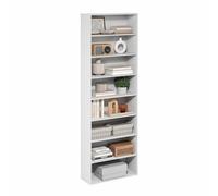 Furinno Basic Bibliothèque À 8 Niveaux, Étagère Cubique De Rangement, 30,5 X 61 X 180 Cm, pour Salon, Chambre, Bureau, Blanc