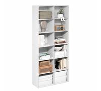Furinno Basic Étagère, Bibliothèque À 12 Cubes, Étagère Ouverte, Rangement Cubique, 12 X 32 X 71 Cm, pour Salon, Bureau, Blanc Uni