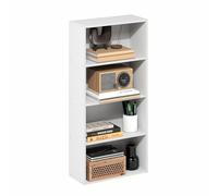 Furinno Basic Étagère, Bibliothèque À 4 Niveaux avec Étagère Ouverte, Étagère De Rangement Cubique, 18 X 43 X 89 Cm, pour Salon, Chambre, Bureau, Blanc.