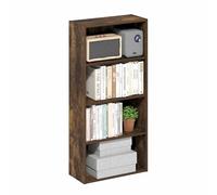 Furinno Basic Étagère, Bibliothèque À 4 Niveaux avec Étagère Ouverte, Étagère De Rangement Cubique, 18 X 43 X 89 Cm, pour Salon, Chambre, Bureau, Pin Ambré.