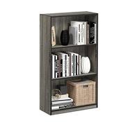 Furinno Basic Étagères de Rangement de Bibliothèque à 3 Niveaux, Chêne Français Gris/Noir, One Size