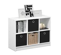 Furinno Basic Rangement de Bibliothèque 3x2 avec Bacs, Blanc/Noir