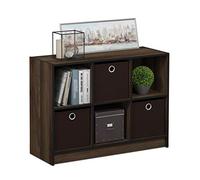 Furinno Basic Rangement de Bibliothèque 3x2 avec Bacs, Noyer Brun Foncé, Columbia Walnut/Dark Brown, One Size