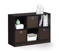 Furinno Basic Rangement de Bibliothèque 3x2 avec Bacs, Noyer Foncé, Bois, One Size
