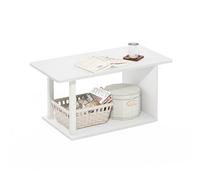 Furinno Basic Table Basse, Table Basse Moderne à 2 Niveaux avec étagère Ouverte, Montage Facile, idéale pour Le Salon, la Chambre ou Le Bureau, Blanche.