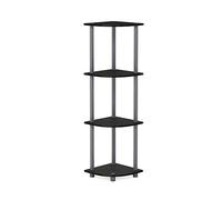 Furinno Besi 6-Tier Industrial Multipurpose Shelf Display Rack with Metal Frame, Narrow, Americano