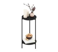 Furinno Besi Table d'appoint Ronde Moderne à 2 Niveaux avec Pieds en métal Robustes, Americano