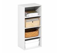 Furinno Bibliothèque Ouverte à 4 Niveaux Basic, Bibliothèque, Organisateur de Rangement, 11 x 17 x 35, Blanc