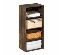 Furinno Bibliothèque Ouverte à 4 Niveaux Basic, Bibliothèque, Organisateur de Rangement, 11 x 17 x 35, Pin ambré