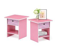 Furinno Bin Drawer Storage 2-Pack Dario Étagère de Rangement Chevet/Table de Nuit avec Tiroir-Poubelle, Rose Clair, ensemble de 2, Bois Composite, One Size